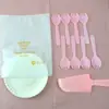 Pastel de cumpleaños cuchillo tenedor plato vela plato de cena plato juego de vajilla plato de papel desechable combinación de cuchillo y tenedor de plástico estampado floral