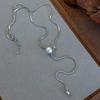 Collar Largo Ajustable de Perlas, Accesorio de Nicho de Lujo Ligero, Nuevo Estilo Popular, Cadena para Clavícula Deslizante, Cadena para Suéter