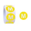 Mancha redonda de color blanco autoadhesiva tamaño pegatina XXS a XXXL grano de tamaño pegatina de letra para ropa etiqueta