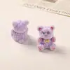 Lindo peluche de oso creativo con flocado de resina, adornos estéreo para escritorio de computadora, accesorios de decoración de joyería de dibujos animados DIY