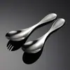 Acero Inoxidable 304 Mini Cuchara y Tenedor para Niños Todo en Uno Doble Propósito Vajilla Portátil Linda Cuchara y Tenedor para Suplementos Alimenticios