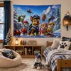 Tapeçaria de Parede Desenho Patrulha Canina para Fundo de Quarto Infantil, Decoração de Parede de Quarto de Meninos e Meninas, Tapeçaria para Decoração de Festa