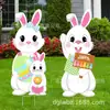 Letrero Granja de Huevos Familia de Conejos Decoración Exterior para Jardín Césped Suministros para Fiestas Decoración Patio de Pascua Inserto para el Suelo
