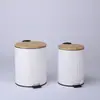 Papelera de bambú estilo romano retro Cubo de basura con pedal para hogar cocina comercial hotel sala de estar 3L5L