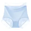 Ropa interior de seda de hielo ultra delgada de cintura alta para talla grande, nueva de verano, con entrepierna antibacteriana de seda de hielo, bragas de seda de hielo para mujer