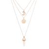 Collar con colgante de ágata de columna hexagonal, luna hueca, collar multicapa para mujer, collar de clavícula multicapa con estrella de cinco puntas para mujer
