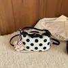 Bolsa de Ombro de Bolinhas para Mulheres Verão 2026 Nova Moda Bolsa Almofada Estilosa de Nicho Bolsa de Lona Bolsa Transversal para o Dia a Dia