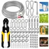 Em Estoque Cabo de Aço Revestido de PVC Corda de Aço Fio para Cordão de Luzes de Jardim Gancho de Mola Tensor Kit de Suspensão