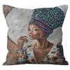 Funda de cojín para sofá o almohada, diseño de mujer africana en acuarela, estilo transfronterizo, venta al por mayor