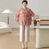 Mulheres de Meia-Idade e Idosas 100kg Camisas de Verão Camisetas de Manga Curta Cardigans Novo Estilo Chinês Blusas Estilosas Tamanho Grande Verão