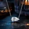 Collar de plata S925 con un solo diamante para el uso diario, colgante de diamante gota de agua flotante, 4 quilates, cadena para la clavícula, mismo estilo que en Xiaohongshu