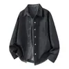 Camisa de mezclilla color original lavada estilo retro americano para hombre, nuevo estilo otoño 2026, corte holgado, cuello de solapa, chaqueta camisa de manga larga