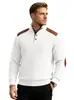 Suéter de tricô vintage texturizado jacquard com gola alta para homens, de marca transfronteiriça TK, com ombros e mangas em retalhos, moletom de gola alta solto de manga comprida