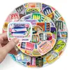 50 Adesivos de Comida de Cavala em Lata Pintados à Mão, Grafite Pintado Gourmet, Decoração para Carro Geladeira, Adesivos de Cola
