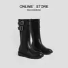 Botas de Media Caña ANN con Suela Gruesa, Tacón Grueso, Correa con Hebilla para Mujer 2026 Otoño/Invierno Hebilla de Cinturón Botas Martin Negras Botas de Montar