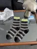 Calcetines Rayados de Bloques de Color Personalizados hasta la Pantorrilla para Mujer, Nuevo Estilo de Moda Primavera/Verano con Etiquetas de Letras, Calcetines Apilados para Combinar con Zapatos de Suela Gruesa