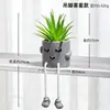 Sencilla creativa muñeca de pies colgantes cilindro de cemento simulación planta suculenta maceta sala de estar decoración del hogar fabricantes mayoreo