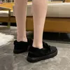 Botas de nieve peludas de talla grande para mujer de comercio exterior, nuevo estilo de invierno 2026, de suela gruesa, punta redonda, zapatos de algodón de moda con lazo para mujer