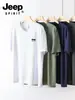 Jeep Spirit Jeep Deportes al Aire Libre Seda de Hielo Ropa de Secado Rápido Camiseta de Manga Corta de Verano para Hombre Correr Ejercicio Transpirable