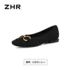 Sapatos femininos de bico raso ZHR 2026 outono novo retrô francês slip-on versátil para o dia a dia sapatos femininos de salto baixo