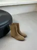 Primeiro Encontro Botas Western Retro Ji Femininas Botas com Salto Bloco Botas de Jeans Fosco 2026 Outono/Inverno Novo Estilo Botas de Cano Médio Aumentadoras de Altura Interna