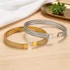 Pulsera Cruzada de Acero Inoxidable Europea y Americana Moda y Versatilidad Pulsera Abierta Tejida de Acero Inoxidable Joyería que No se Desvanece Venta al por Mayor