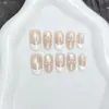 Pegatinas para uñas de cadena con lunares estilo francés, forma cuadrada corta, disponibles en varios tamaños, puntas de uñas postizas prefabricadas, directo del fabricante