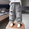 Jeans con Graffiti para Niños de Primavera y Otoño, Pantalones Curvos Casuales Elegantes Estilo Coreano para Niños, Pantalones de Otoño para Bebé, Comercio Exterior