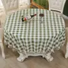 Toalha de Mesa Xadrez Natalina Estilo Americano, Poliéster-Linho, Impermeável, à Prova de Óleo, Resistente ao Calor, Bordada, Espessada, Adequada para Uso em Hotel e Casa, Toalha de Mesa Redonda
