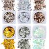 Lantejoulas para Nail Art, Adesivos Brilhantes para Unhas, Lantejoulas Laser Assimétricas, Acessórios de Nail Art em Papel de Vidro Aurora em uma Caixa