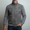 Primavera 2026 Nuevo Transfronterizo Amazon Chaqueta Casual 3D Color Sólido Cuello Alto Cremallera Camisa Chaqueta Deportiva a la Moda Cortavientos para Hombre