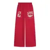 Pantalones de Chándal Americanos de Pierna Ancha para Primavera y Verano Estampado de Letras para Hombre Pantalones Largos Rectos Pantalones Casuales Sueltos Pantalones de Chándal Azules para Mujer