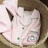 Pijama de Gato Miko de Color Sólido para Niñas, Conjunto de Dos Piezas con Shorts de Manga Corta de Verano y Cárdigan, Ropa de Casa Suave y Linda Estilo Princesa