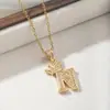 Colar com pingente de letra da moda europeia e americana para mulheres, coroa dourada e prateada com letras inglesas totalmente cravejadas de diamantes, modelo de exportação de venda quente transfronteiriça, envio direto