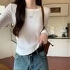 Precio Real # Camiseta de Manga Larga Estilo Americano para Mujer, Diseño de Primavera y Otoño, Camiseta Básica Ajustada de Nicho, Top Interior, Ins.