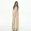 26 calças jeans femininas brancas de Tencel Lyocell, finas, cintura alta, fluidas, compridas até o chão, retas, largas, calças de seda gelada, dropshipping disponível