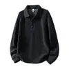 Camisa Polo de Bloques de Color Americano con Cuello con Solapa Sudadera Talla Grande para Hombre Otoño de Gama Alta Talla Grande Holgada Camisa Base