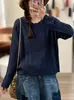 Suéter Pulóver Nuevo Redondo Hueco Otoño/Invierno 2026, Color Sólido, Top Casual de Punto Holgado de Manga Larga para Mujer