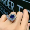 Anel de moda europeu e americano feminino moda simulação tesouro vermelho tesouro azul abertura ajustável pedra principal 9*9