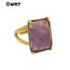 WT-R529 Cristal Natural Transparente Pedra Preciosa Colorida Anel de Ametista Para Meninas Festa Joia Básica para Combinar