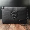 Bolso Clutch de Cuero Suave Cabeza de Tigre Negro Marca de Moda Bolso con Pinza Bolso Clutch Chico Espíritu Social Multifuncional para Hombre y Mujer Pu