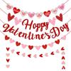 Dia dos Namorados Vermelho e Rosa Coração Feliz Dia dos Namorados Glitter Flor Coração Papel de Carta Flor
