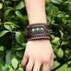 Venta Directa de Fábrica Pulsera de Cuero para Hombre Estilo Punk Retro, Cuero Ancho, Diseño Trenzado Exagerado, Cabeza de Calavera de Aleación, Joyería de Cuero Genuino
