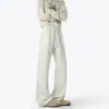 Pantalones deportivos de felpa grises con estampado floral estilo americano, ligeramente acampanados y gruesos para hombre, pantalones deportivos de invierno para el gimnasio, pantalones casuales rectos extralargos para personas altas