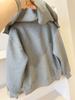 Sudadera con capucha casual simple de aspecto adelgazante, chaqueta sudadera gris para uso diario C209