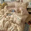 Conjunto de cama de quatro peças Classe A, algodão puro, lençol de algodão lavado, capa de edredom, conjunto de três peças para dormitório estudantil
