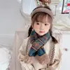Bufanda de Punto con Bolas de Lana y Cuadrícula Tianzi para Niños, Cálida para Otoño e Invierno, para Niños y Niñas, Estilo Coreano, Conjunto de Bufanda de Moda, Niños de Moda