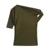 Estilo Europeu e Americano Popular na Amazon Aliexpress Moda Versátil 9 Cores Plissado Assimétrico Top Cropped