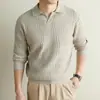 Nuevo suéter de punto para hombre de otoño e invierno, con cuello, manga larga, cálido, adecuado para uso business casual, con un estilo clásico y discreto