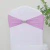 Funda para silla sin nudos, termoadhesiva, con lazo de flores y pedrería, con banda elástica y pedrería, ideal para bodas, eventos y comercio exterior.